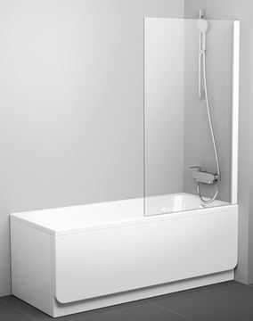 RAVAK PVS1 80 vaňová zástena 80x140 cm, pevná, biela/sklo transparent
