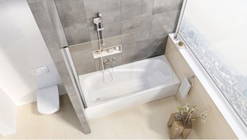 RAVAK PVS1 80 vaňová zástena 80x140 cm, pevná, satin/sklo transparent 79840U00Z1 Obrázek - fotka