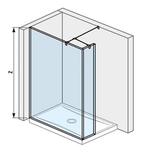 JIKA CUBITO PURE stena walk-in, 1 stena 130x200 cm, 1 stena 20x200 cm, strieborná/transparentné sklo