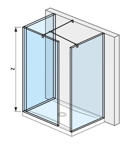 JIKA CUBITO PURE walk-in do priestoru, 2 steny 884×200 cm, 1 stena 794x200 cm, strieborná/transparentné sklo H2694200026681 Obrázek - Hlavní obrázek