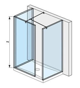 JIKA CUBITO PURE walk-in do priestoru, 2 steny 884×200 cm, 1 stena 794x200 cm, strieborná/transparentné sklo