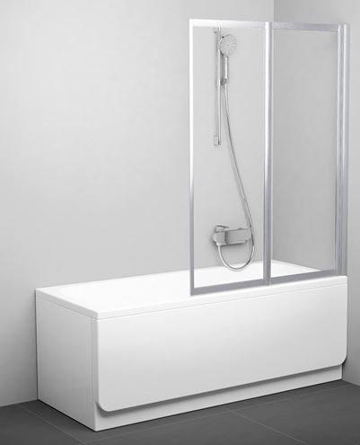 RAVAK VS2 vaňová zástena 105x140 cm, skladacia, satin/sklo transparent 796M0U00Z1 Obrázek - Hlavní obrázek