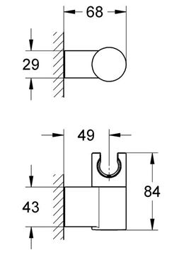 GROHE RAINSHOWER nástenný otočný držiak, chróm 27055000 Technický nákres