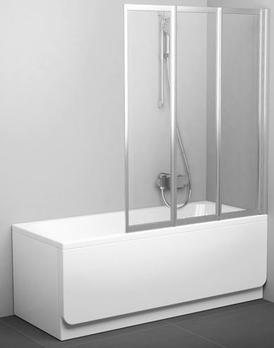 RAVAK VS3 100 vaňová zástena 100x140 cm, skladacia, satin/sklo transparent 795P0U00Z1 Obrázek - Hlavní obrázek