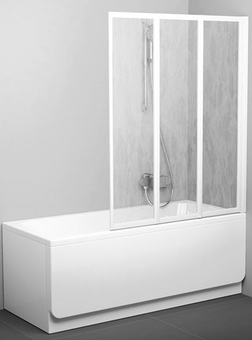 RAVAK VS3 115 vaňová zástena 115x140 cm, skladacia, biela/plast rain 795S010041 Obrázek - Hlavní obrázek
