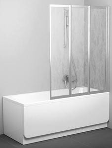 RAVAK VS3 100 vaňová zástena 100x140 cm, skladacia, satin/plast rain