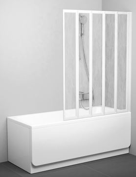 RAVAK VS5 vaňová zástena 113,5x133 cm, skladacia, biela/plast rain
