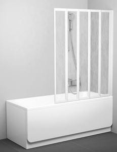 RAVAK VS5 vaňová zástena 113,5x133 cm, skladacia, biela/plast rain