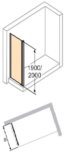 HÜPPE AURA ELEGANCE SW 750 bočná stena 75x190 cm, lesklá strieborná/číre sklo 401601.092.322 Technický nákres