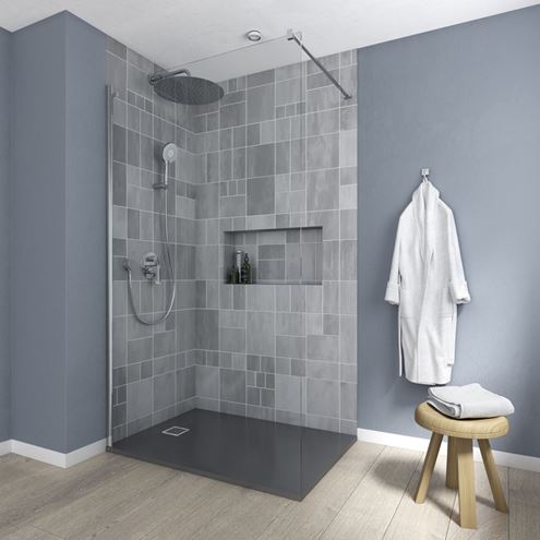 IDEAL STANDARD CONNECT 2 WETROOM bočná stena 70x195 cm, lesklá strieborná/číre sklo K9375EO Obrázek - fotka