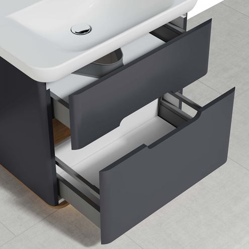 VITRA SENTO skrinka s umývadlom 78x48,5x68,5 cm, 2 zásuvky, s osvetlením, antracite mat 60836 Obrázek - fotka