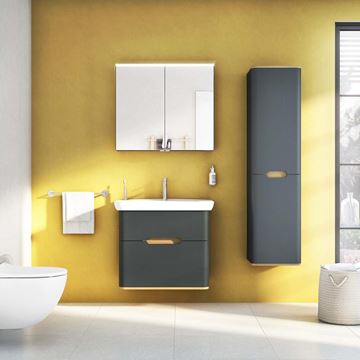 VITRA SENTO skrinka s umývadlom 78x48,5x68,5 cm, 2 zásuvky, s osvetlením, antracite mat 60836 Obrázek - fotka