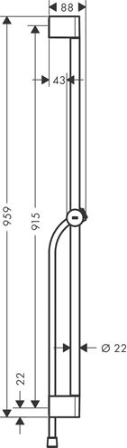 HANSGROHE UNICA S sprchová tyč 959 mm s držiakom ručnej sprchy, hadica, chróm 24401000 Technický nákres