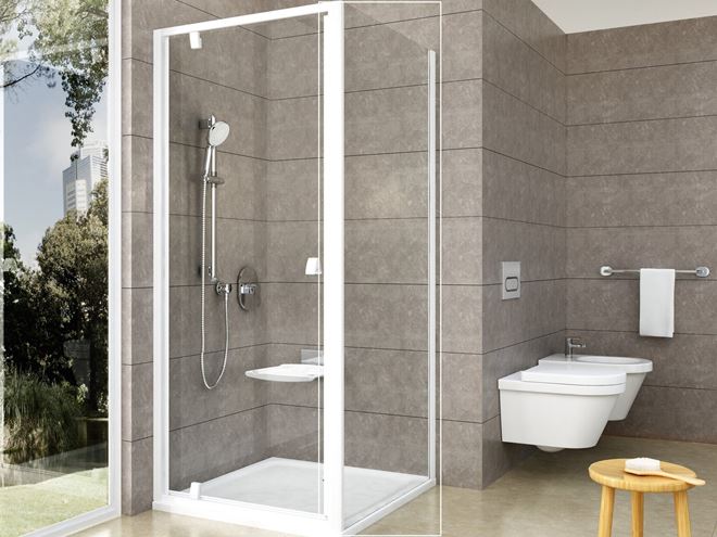 RAVAK PIVOT PPS 90 bočná stena 90x190 cm, biela/číre sklo 90G70100Z1 Obrázek - fotka