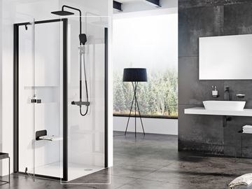 RAVAK PIVOT PPS 90 bočná stena 90x190 cm, čierna/číre sklo 90G70300Z1 Obrázek - fotka