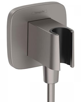 HANSGROHE FIXFIT Q držiak ručnej sprchy s pripojením na vodu, brúsený čierny chróm