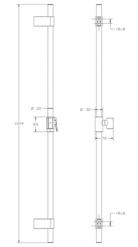 CONCEPT 300 sprchová tyč 1004 mm s držiakom ručnej sprchy, hadica, chróm PM10017/CO Technický nákres