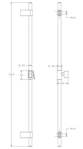 CONCEPT 300 sprchová tyč 1004 mm s držiakom ručnej sprchy, hadica, chróm PM10018/CO Technický nákres