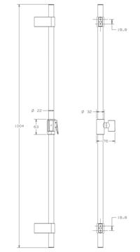 CONCEPT 300 sprchová tyč 1004 mm s držiakom ručnej sprchy, hadica, chróm PM10018/CO Technický nákres