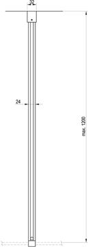 RAVAK WALK-IN W SET 90 WALL/CORNER vzpera 90 cm, čierna GWD010003018 Technický nákres