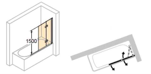 HÜPPE DESIGN PURE vaňová zástena 1200x1500 mm, pravá, skladacia, strieborná lesklá/sklo číre 8P2402.092.322 Obrázek - fotka