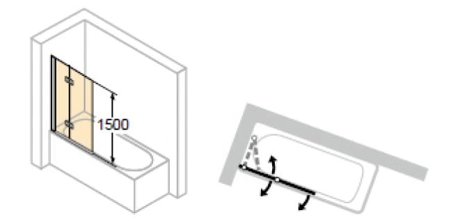 HÜPPE DESIGN PURE vaňová zástena 1000x1500 mm, ľavá, skladacia, strieborná lesklá/sklo číre 8P2301.092.322 Obrázek - fotka