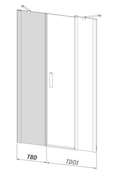 ROTH TOWER LINE TBD 240 bočná stena 24x200 cm, brillant/číre sklo 744-0180000-00-02 Technický nákres