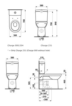 LAUFEN PRO WC kombi misa, vario odpad, LCC H8249554000001 Technický nákres