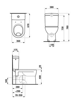 LAUFEN PRO WC kombi misa, ploché splachovanie, vario odpad, LCC H8249594000001 Obrázek - fotka