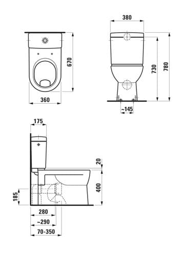 LAUFEN PRO WC kombi misa, ploché splachovanie, vario odpad, LCC H8249594000001 Obrázek - fotka