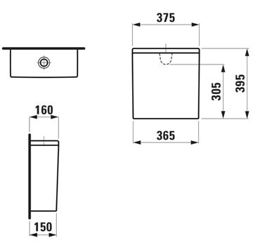 LAUFEN PRO WC kombi nádržka, zadný prívod vody, Dual-Flush H8299510009711 Technický nákres