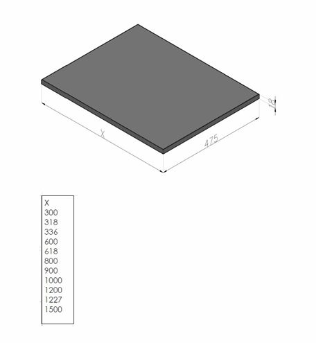CONCEPT MODULAR doska pod umývadlo 90x47,5x1,8 cm, herkules 809256 Technický nákres