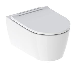GEBERIT ONE závesné WC so SoftClose sedadlom, TurboFlush splachovanie, matná biela/lesklý chróm