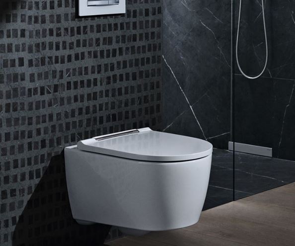 GEBERIT ONE závesné WC so SoftClose sedadlom, TurboFlush splachovanie, matná biela/lesklý chróm 500.202.JT.1 Obrázek - fotka