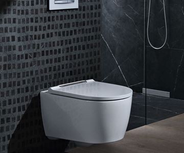 GEBERIT ONE závesné WC so SoftClose sedadlom, TurboFlush splachovanie, matná biela/lesklý chróm 500.202.JT.1 Obrázek - fotka