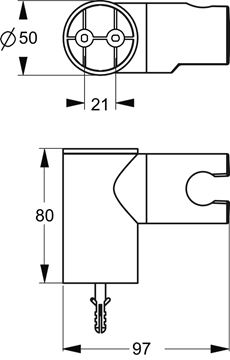 IDEAL STANDARD IDEALRAIN nástenný otočný držiak, chróm B9468AA Technický nákres
