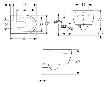 GEBERIT ICON závesné WC 204030000 Technický nákres