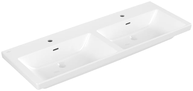 VILLEROY & BOCH VERITY EXCLUSIVE dvojumývadlo 130 cm, s 2 otvormi pre batérie a prepadom, CeramicPlus, alpská biela