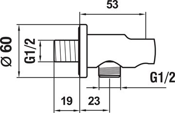 JIKA CUBITO-N držiak ručnej sprchy s pripojením na vodu, chróm H3631X00041521 Technický nákres