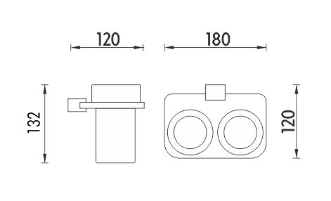 NIMCO KIBO nástenné poháriky, sklo, chróm KI X3-58DW-26 Technický nákres