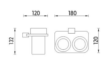 NIMCO KIBO nástenné poháriky, sklo, chróm KI X3-58DW-26 Technický nákres