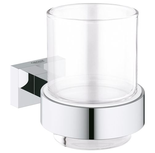 GROHE ESSENTIALS CUBE nástenný pohárik, sklo, chróm 40755001 Obrázek - Hlavní obrázek