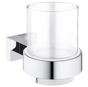 GROHE ESSENTIALS CUBE nástenný pohárik, sklo, chróm