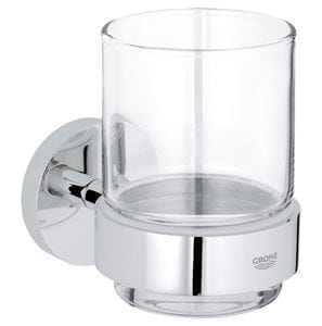 GROHE ESSENTIALS nástenný pohárik, sklo, chróm