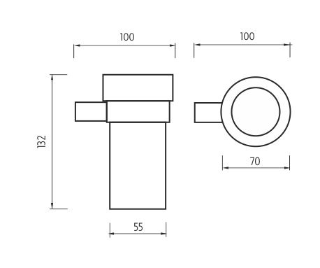 NIMCO BORMO nástenný pohárik, sklo, chróm BR 11058W-26 Technický nákres