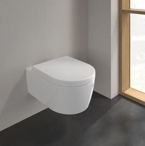 VILLEROY & BOCH AVENTO závesné WC, so SoftClosing sedadlom, DirectFlush splachovanie, CeramicPlus, alpská biela 5656HRR1 Obrázek - fotka