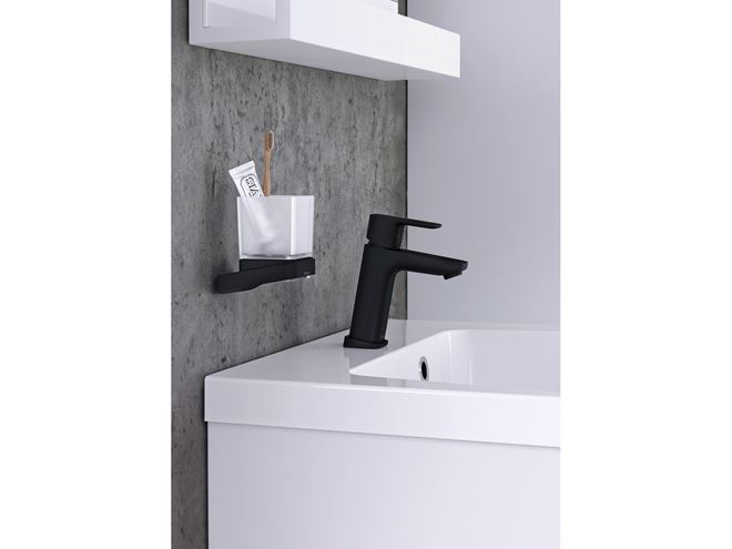 RAVAK 10° BLACK TD 210.20 držiak kefiek s pohárikom, nástenný, sklo, čierna X07P557 Obrázek - fotka