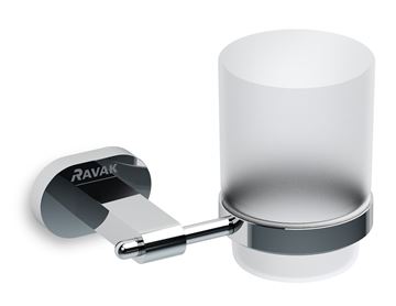 RAVAK CHROME CR 210 držiak kefiek s pohárikom, nástenný, sklo, chróm
