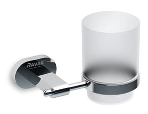 RAVAK CHROME CR 210 držiak kefiek s pohárikom, nástenný, sklo, chróm