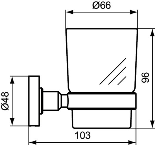 IDEAL STANDARD IOM nástenný pohárik, kov/číre sklo, chróm A9121AA Technický nákres